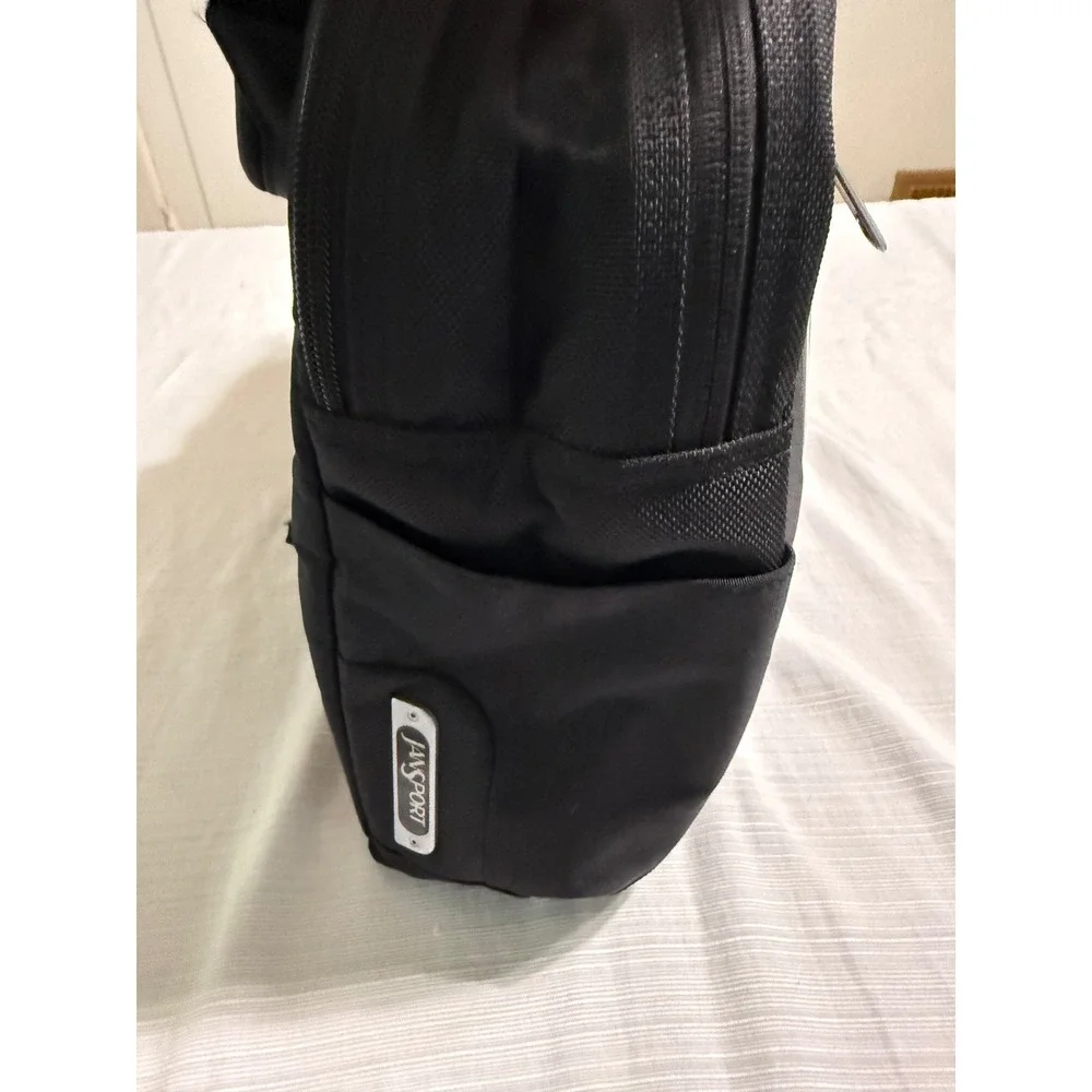 JanSport Black Nylon Laptop Messenger Bag Tote Briefcase Multi-Pocket